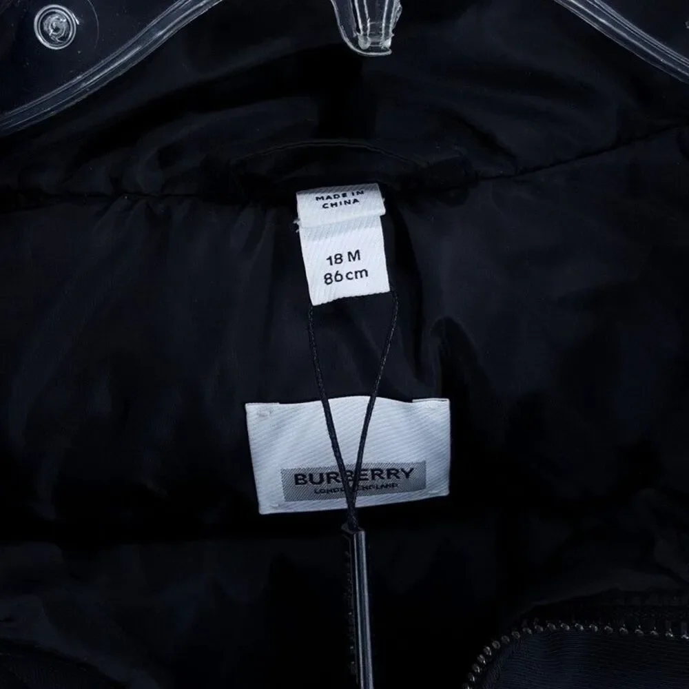 BABY BURBERRY Unisex Bear Down Puffer Jacket Size 18M Baby In Black Coat $580